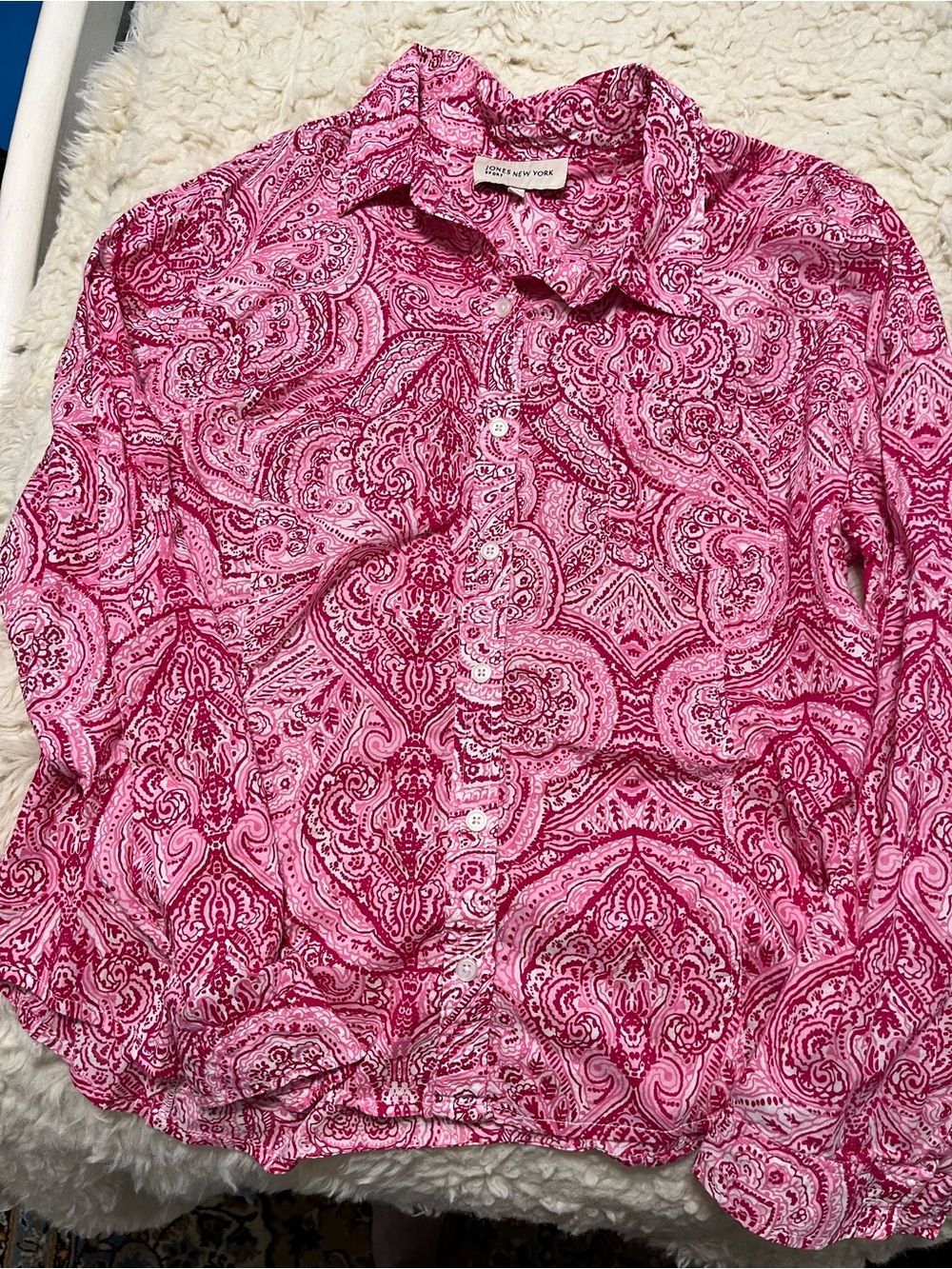 Jones New York Pink Paisley Button-Down Shirt